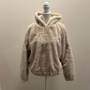 Truth by Republic Faux Fur Cream Hooded Sweater